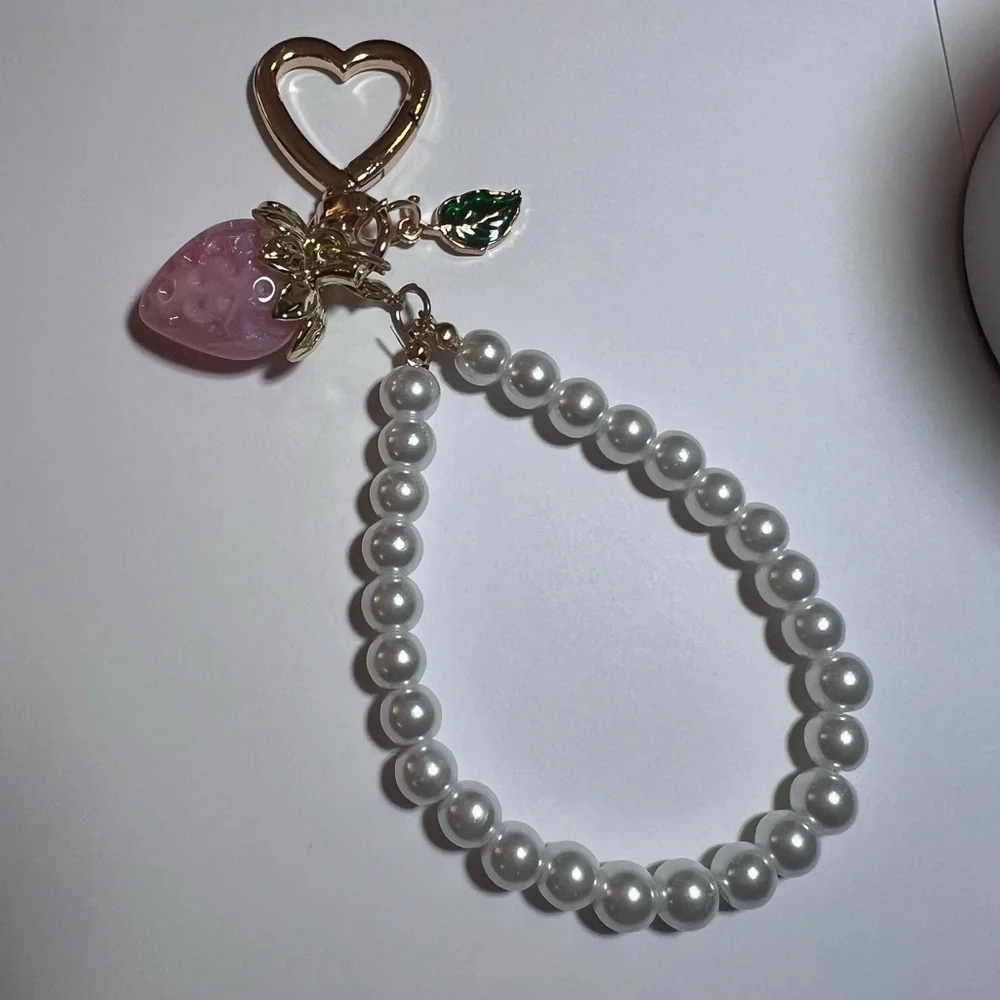 Strawberry Pearl Key/Purse Charm. Pink